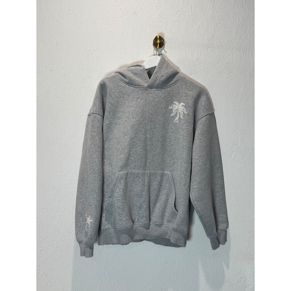 Pink Palm Puff Lacy Hoodie Sky Grey Large Angel Wings Embroidered Oversized - Picture 4 of 10